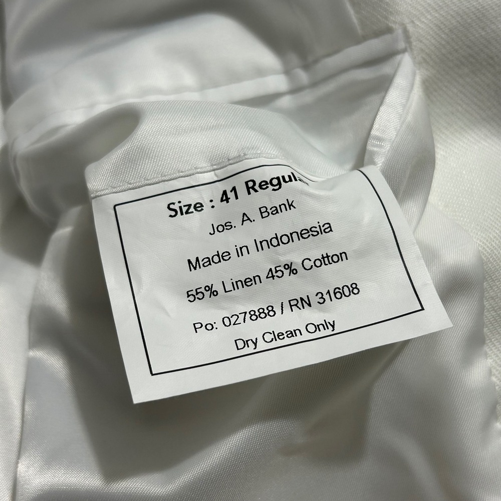 Jos A Bank Suit Set 41R 30x30 White Linen Cotton Slim Fit Separates NEW NWT - Picture 13 of 16